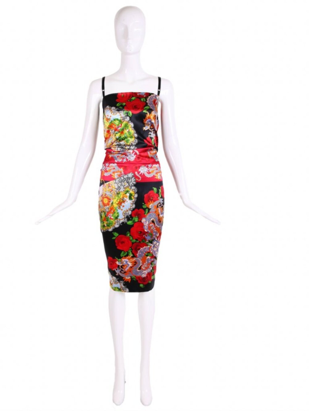 Dolce & Gabbana 1999 Archival Dragon & Rose Silk Dress IT 42 FIT Museum - Picture 4 of 8